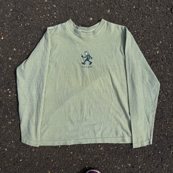 Life Is Good Other - Life Is Good Light Sage Long Sleeve Tee with Small Navy Graphic